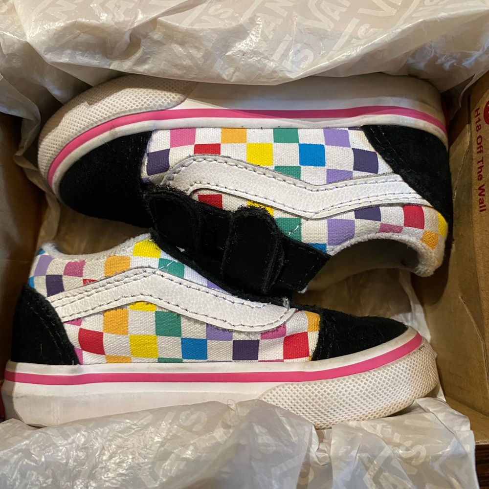 Toddler Size 5 Rainbow Checkerboard shoes